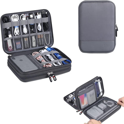 Bolsa organizadora de cables electrónicos, bolsa de almacenamiento portátil de doble capa para accesorios digitales electrónicos para funda de tarjeta SD, unidad flash USB, cables de carga, cargador