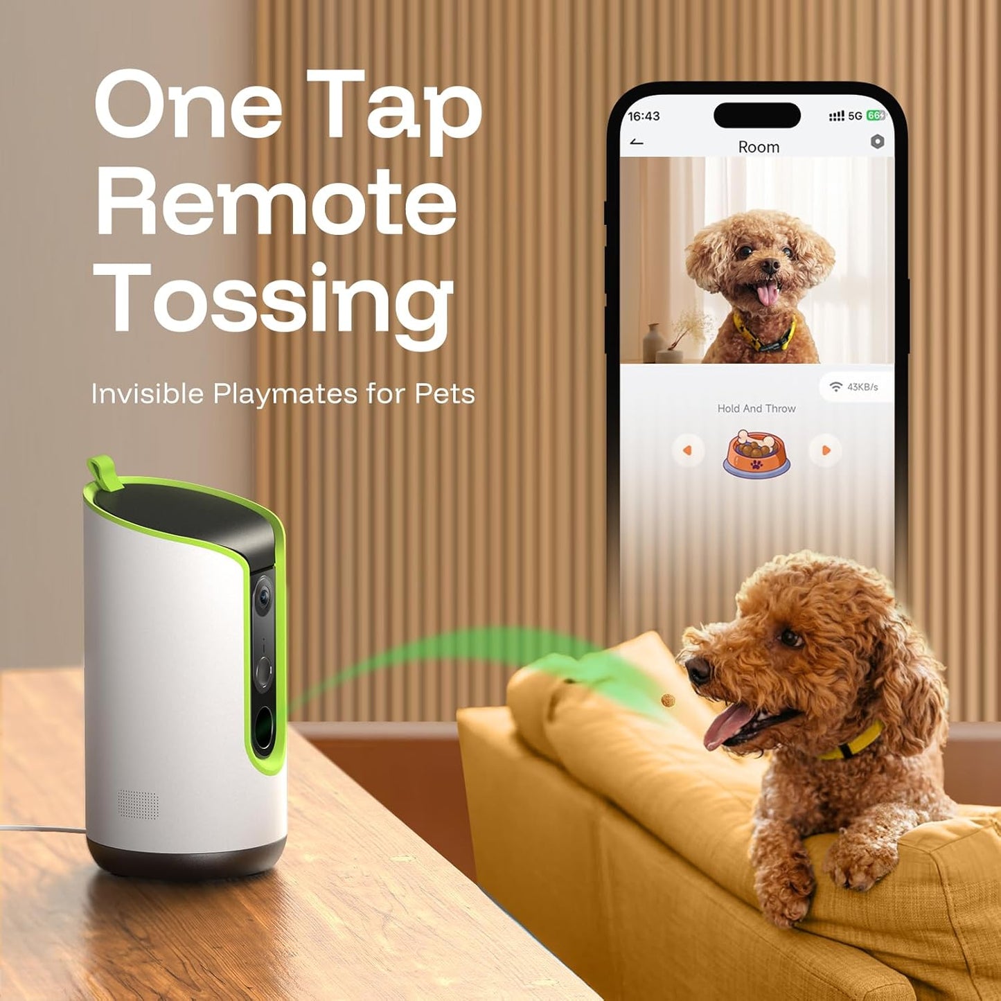 TKENPRO Cámara para mascotas Ultra HD de 5 MP, cámara para perros c...