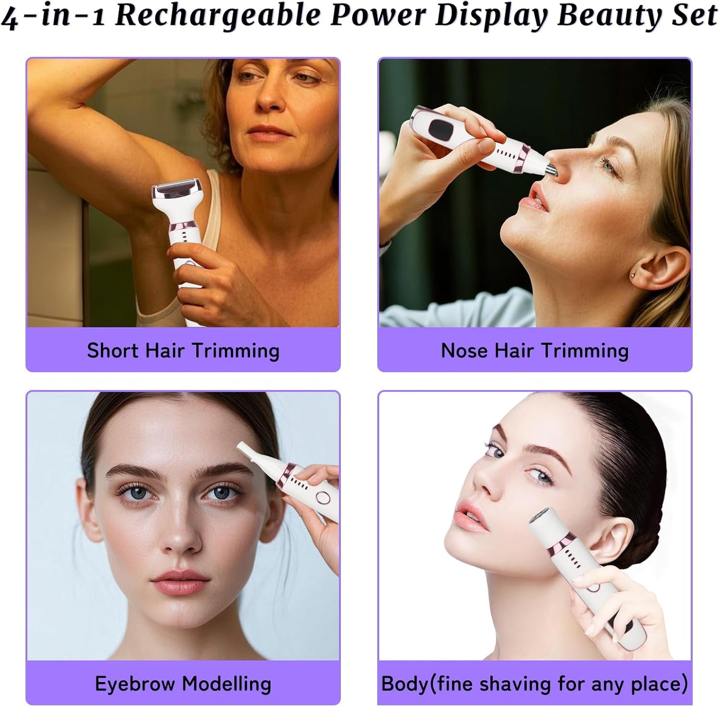 Beanify Beauty - Maquinilla de afeitar eléctrica con pantalla LED 2...