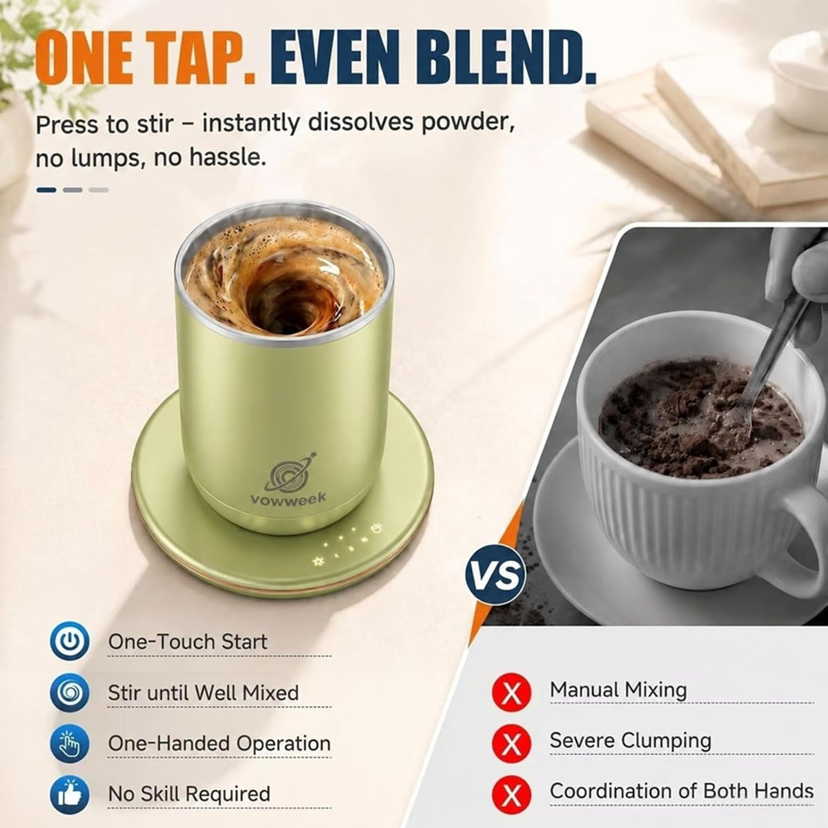 Juego de 2 tazas de café con agitación automática, tazas calentadas...