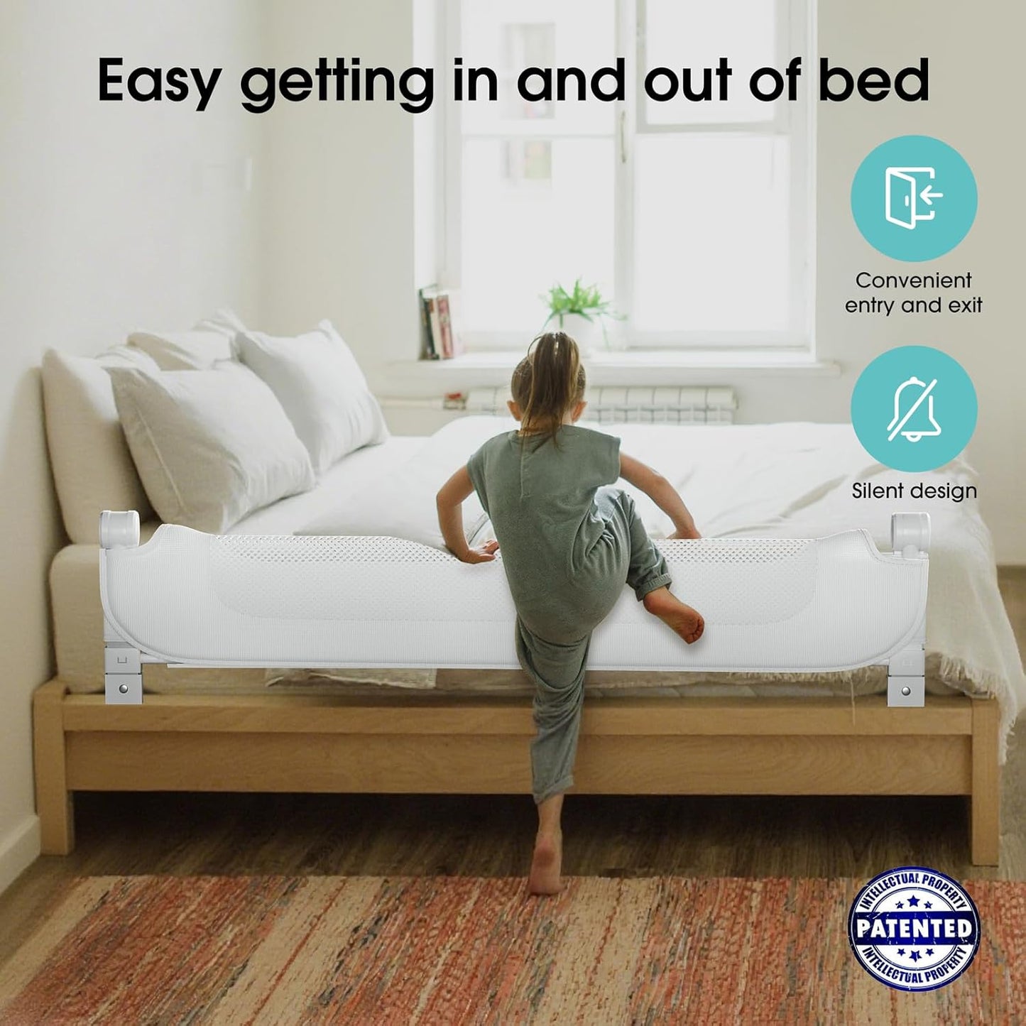 NUTIKAS Barandilla de Seguridad para Cama de Bebé para Niños Pequeñ...