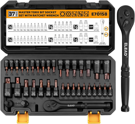 Juego de llaves de vaso Master Torx de 37 piezas, 1\/4", 3\/8&#...