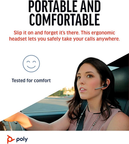 Poly Voyager Legend - Auriculares inalámbricos (Plantronics) – Bluetooth de un solo oído con micrófono de cancelación de ruido – Controles de voz – Botones de silencio y volumen – Diseño ergonómico