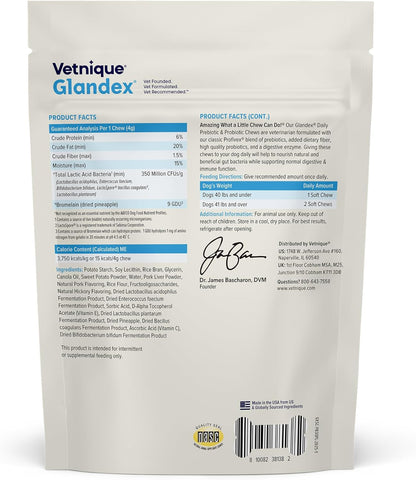 Vetnique Glandex - Probióticos diarios para perros con prebióticos...