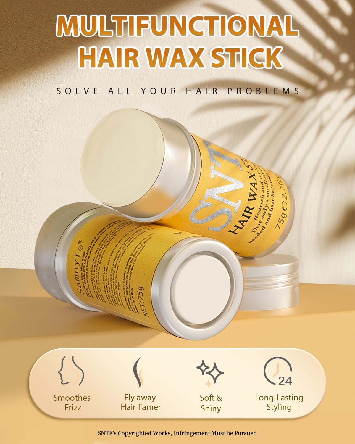 Samnyte Barra de cera para el cabello, ceras para peinar el cabello...
