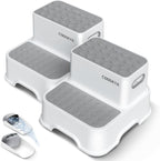 COOSEYA Taburetes de 2 escalones para niños, taburete para lavabo d...