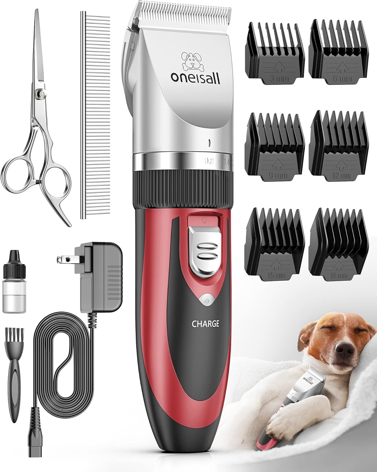 ONEISALL - Cortadora para pelo eléctrico silencioso para perros y g...