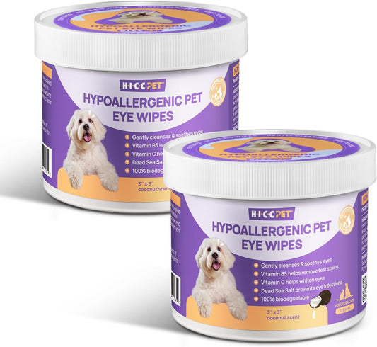 HICC PET Toallitas para ojos para perros y gatos, tratamiento de in...
