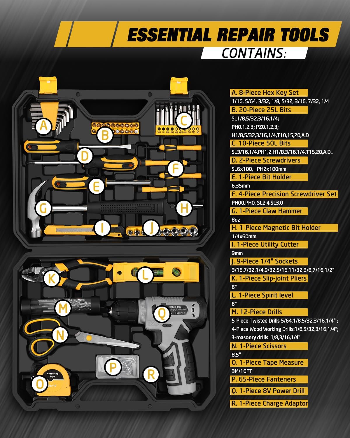 Juego de herramientas de 139 piezas \u2013 Kit de herramientas con...
