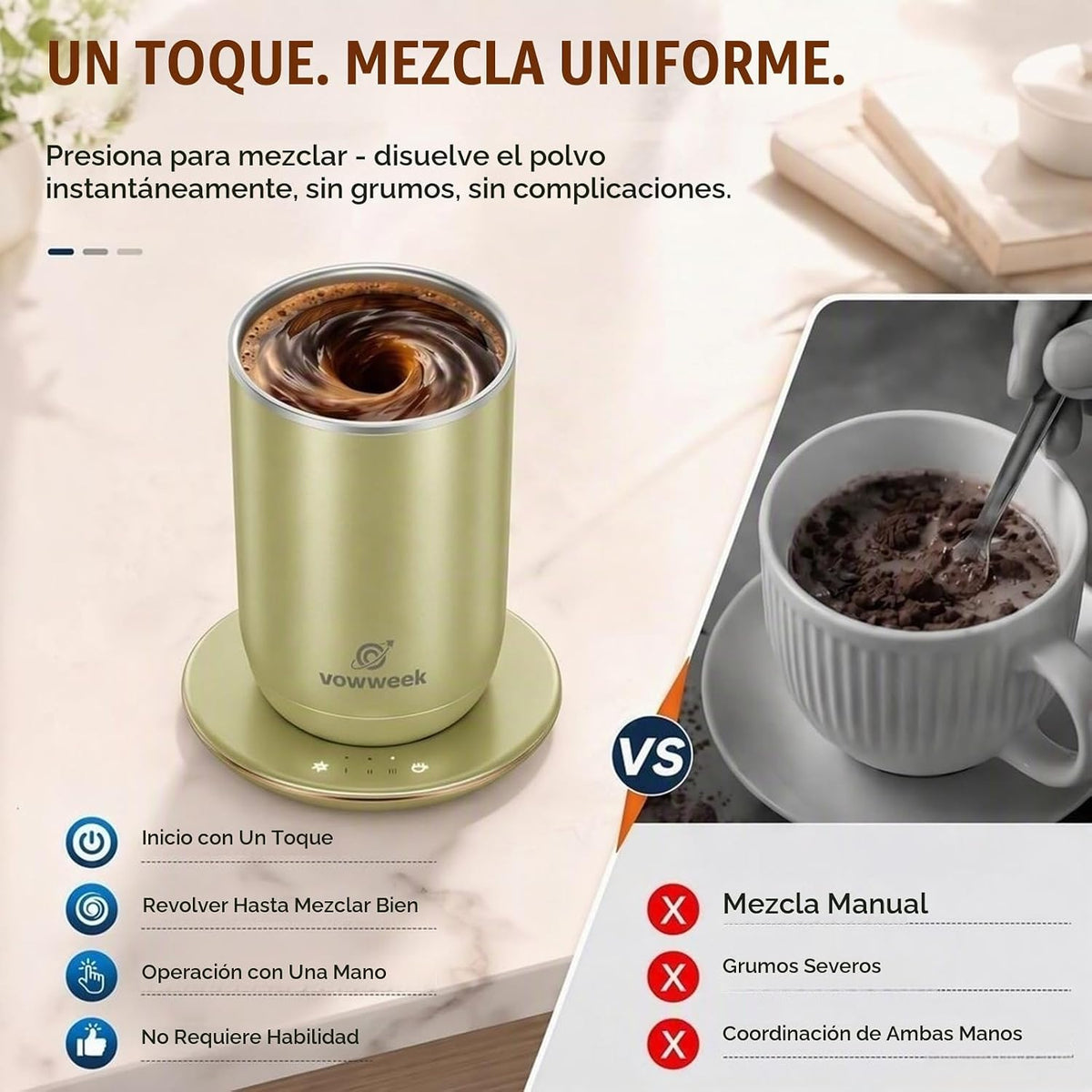 Taza de café con agitación automática, taza calentada de 10 oz con...