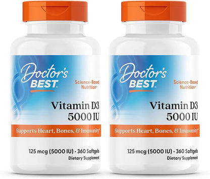 Doctor's Best Cápsulas blandas de vitamina D3 de 5000 UI para h...