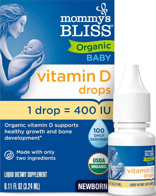 Mommy's Bliss Gotas orgánicas sin color artificial, vitamina D, 0.1...