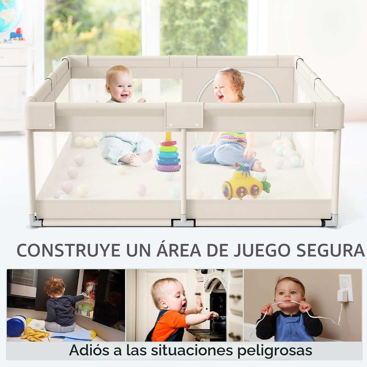 Fodoss Corralito para bebés, corralito mejorado para bebés y niños...