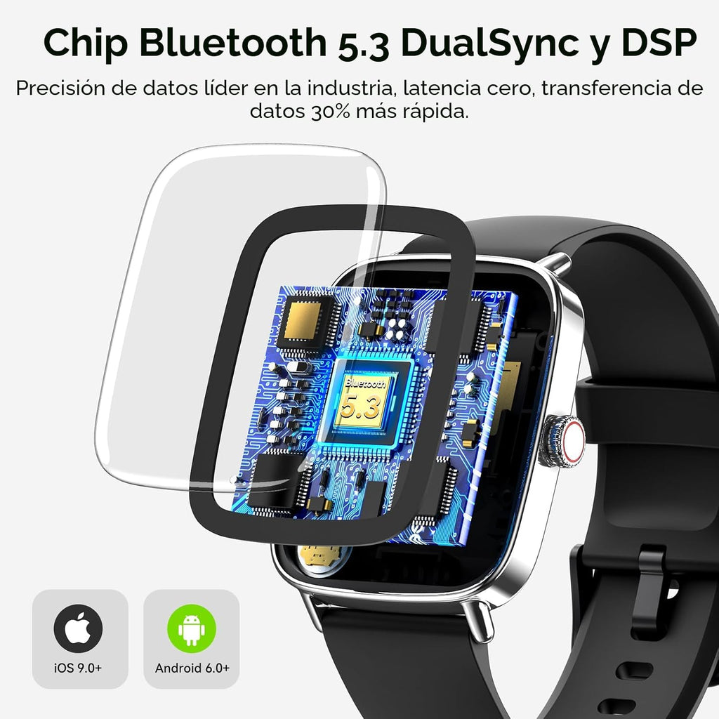 Reloj inteligente para mujeres y hombres, 1.85 pulgadas HD AMOLED F...