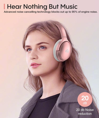 INFURTURE Auriculares rosados sobre la oreja, auriculares Bluetooth...