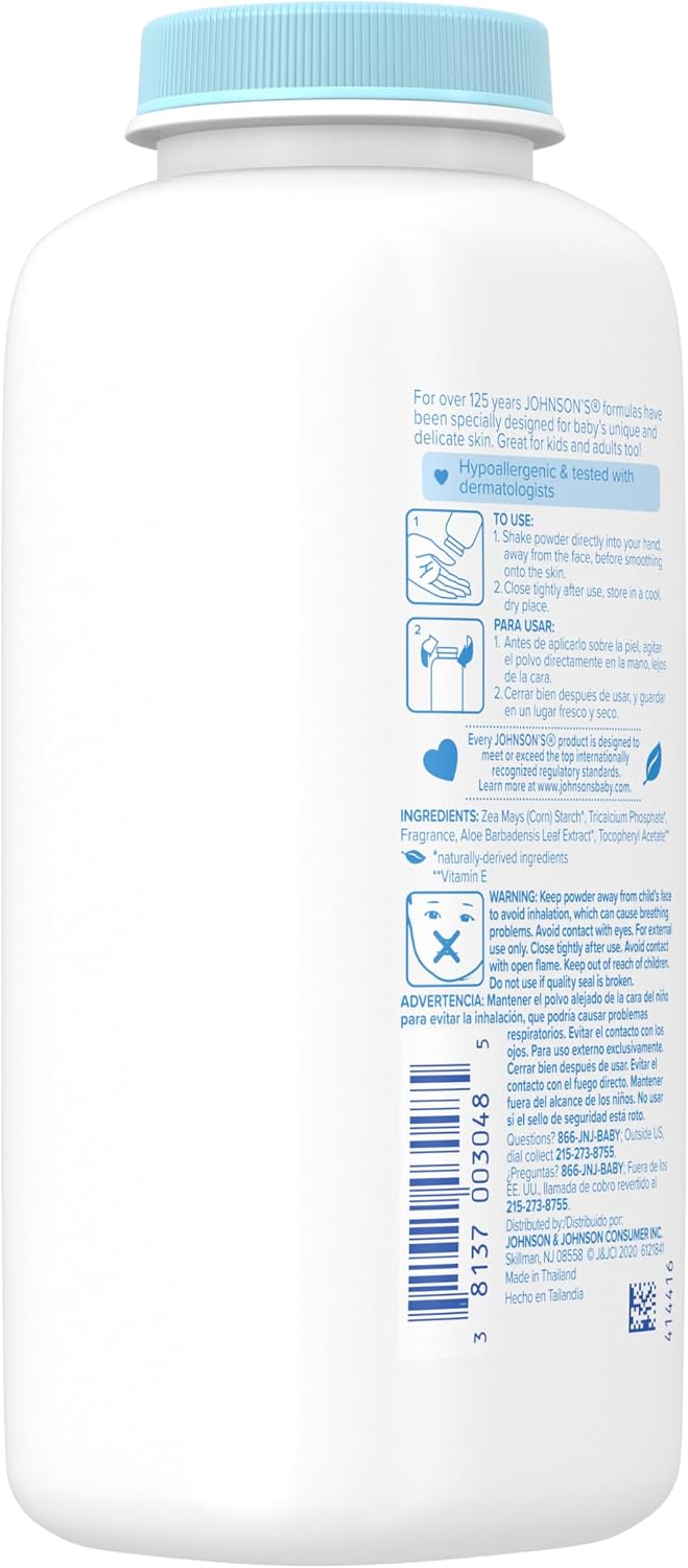 Johnson's - Talco para bebé para piel delicada, hipoalergénico,...
