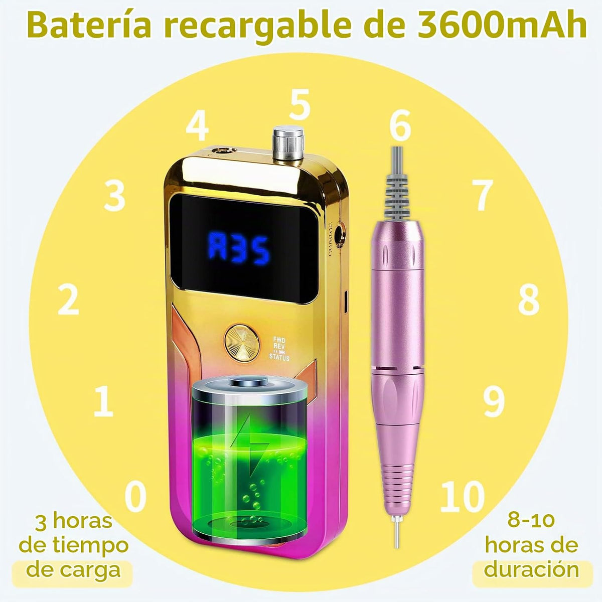 MOCOWIND - Taladro de uñas portátil profesional 35000 RPM, máquina...