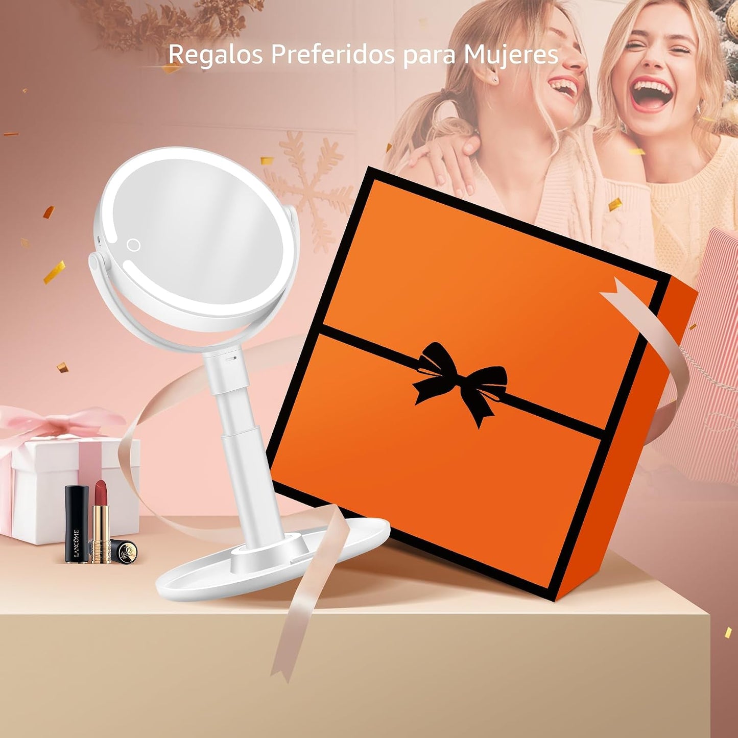 B Beauty Planet Espejo de maquillaje con luces, espejo de aumento i...