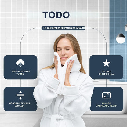 White Classic - Juego de lujo de toallas de baño para baños, hotele...