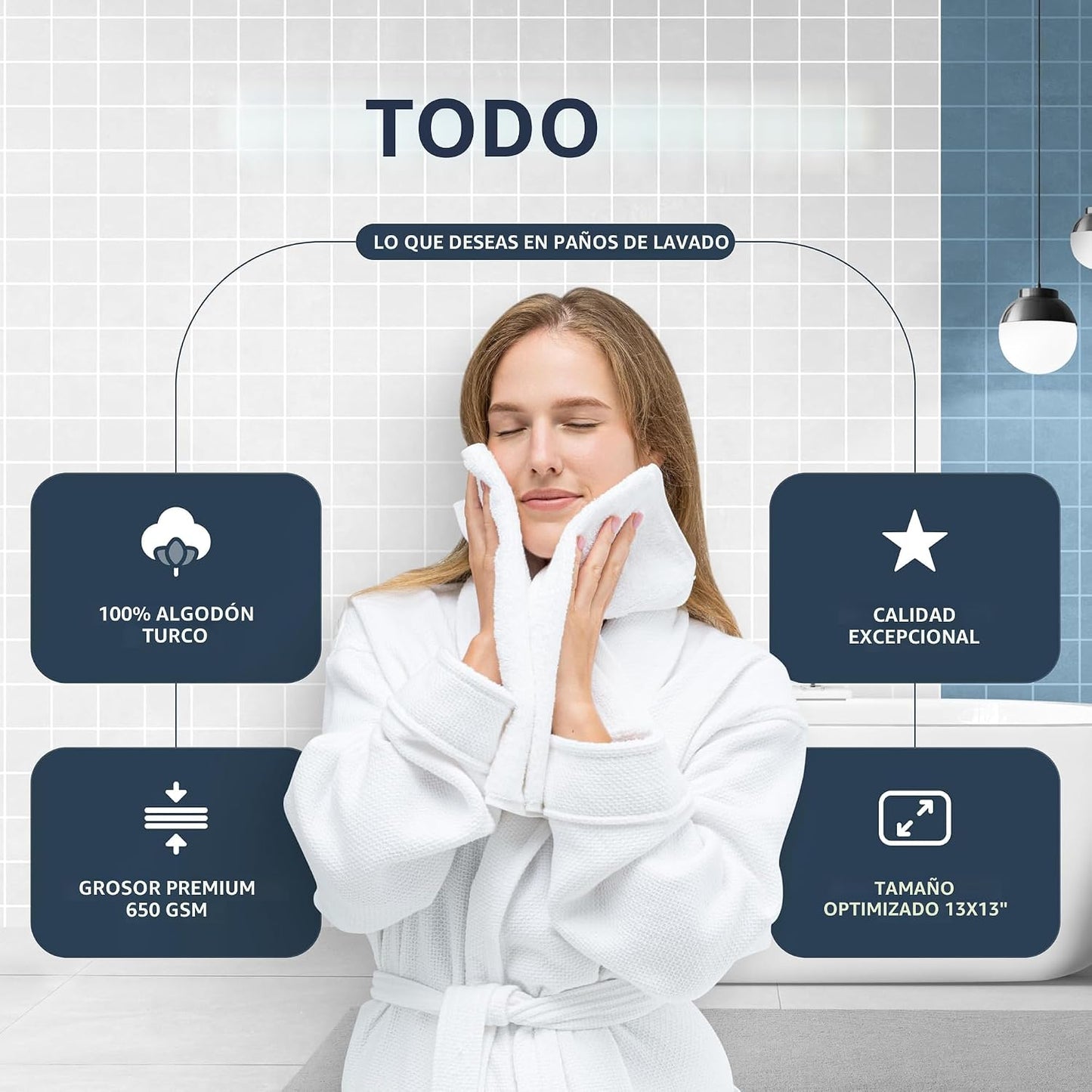 White Classic - Juego de lujo de toallas de baño para baños, hotele...