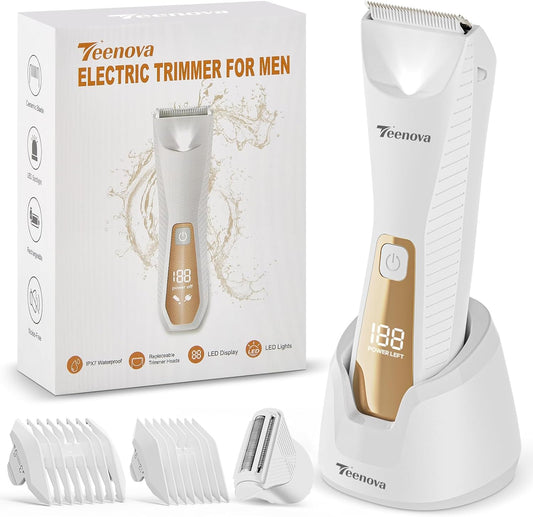 TEENOVA Pubic &amp; Body Hair Trimmer para hombres, afeitadora eléc...