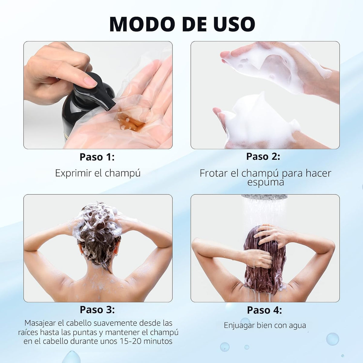 Ivnil Champú con tinte de color castaño marrón 3 en 1 para mujeres...
