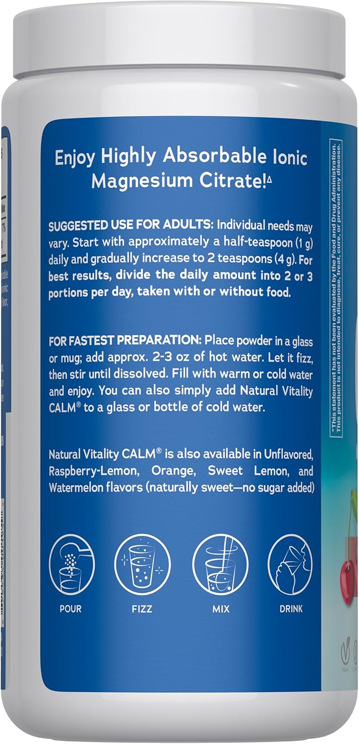 Natural Vitality Calm Magnesium - Polvo de 16 onzas | Mezcla de beb...
