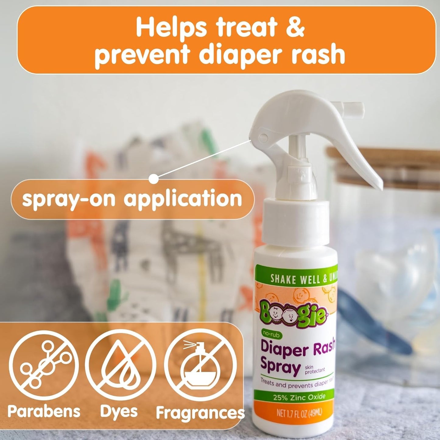 Boogie Spray para sarpullido de pañales sin frotar \u2013 (paquete...