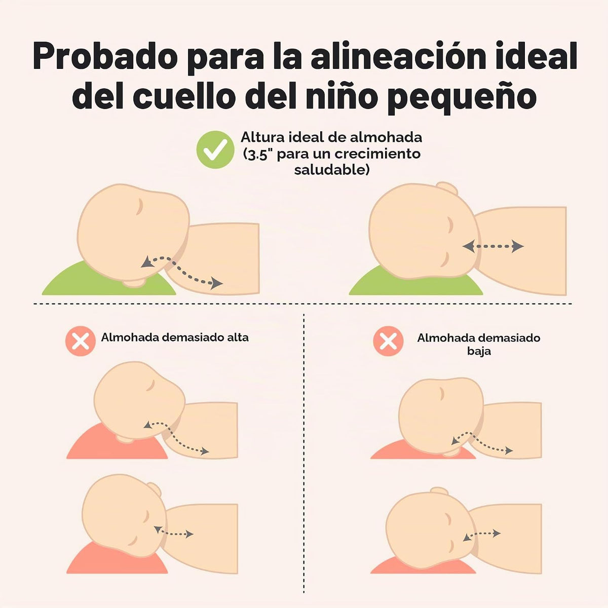 KeaBabies - Pack de 2 almohadas para niños pequeños de 13x18 - Almo...