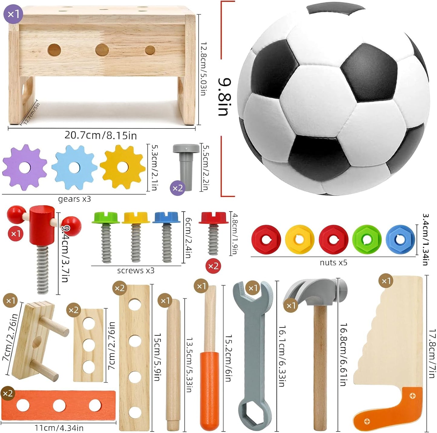 AiTuiTui Juego de herramientas para niños de 29 piezas con caja de...
