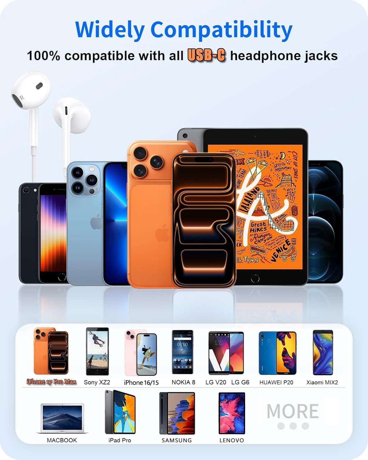 2 paquetes de auriculares USB C para iPhone 17 16, auriculares con...