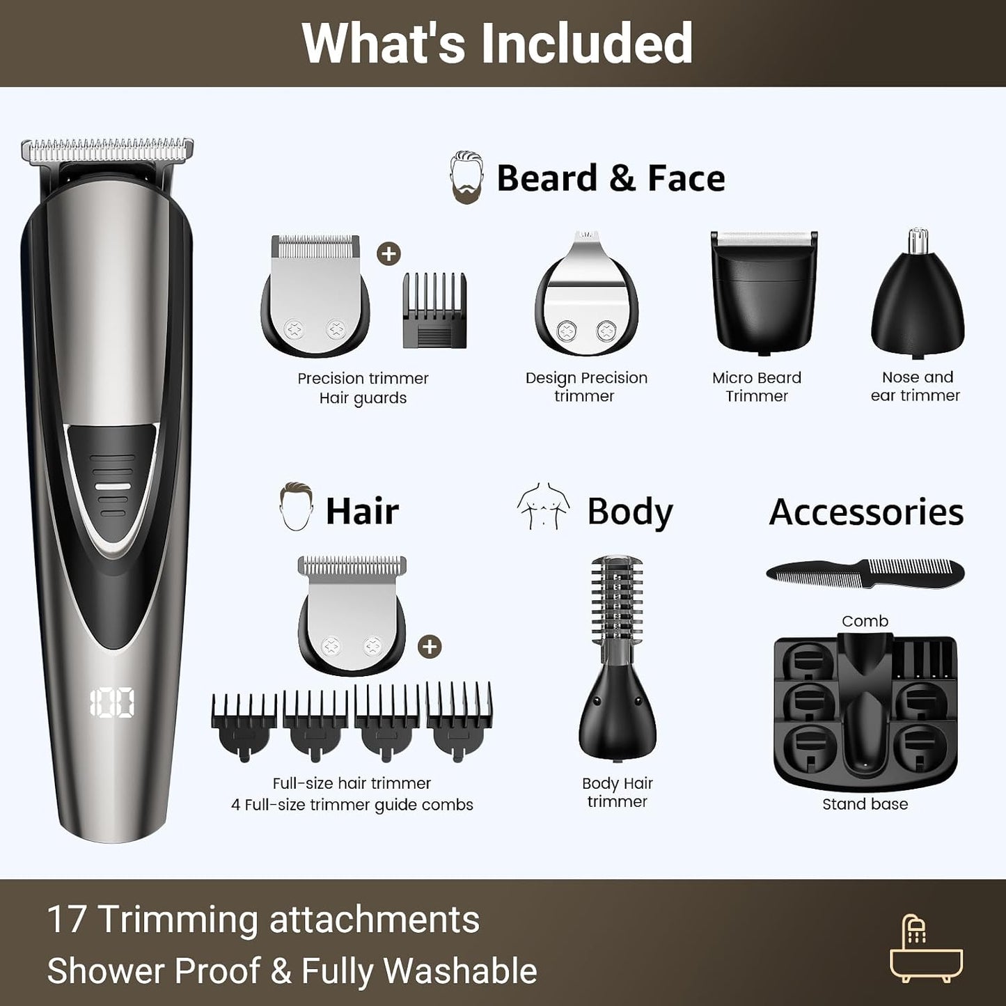 SHPAVVER ETHUP Recortadora de Barba Recargable para Hombres: Cortap...