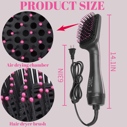 Cepillo secador de pelo y secador de pelo en 1, cepillo secador de pelo de iones negativos, cepillo iónico de 1 paso, cepillo para secador de pelo, cepillo de aire caliente, herramienta de peinado