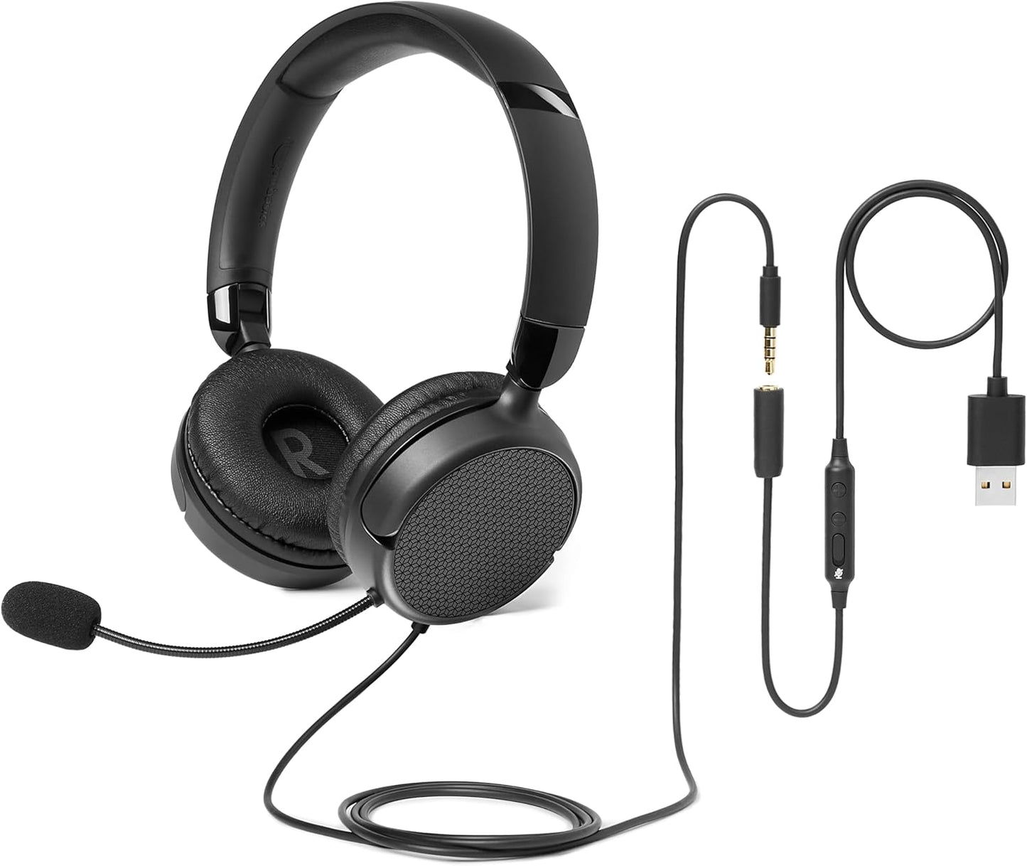 Amazon Basics Auriculares con cable para computadora con micrófono...