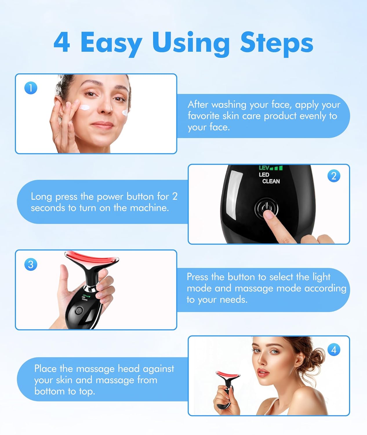 SDKWDH Terapia de Luz Roja para Cara y Cuello, Herramienta de Masaj...