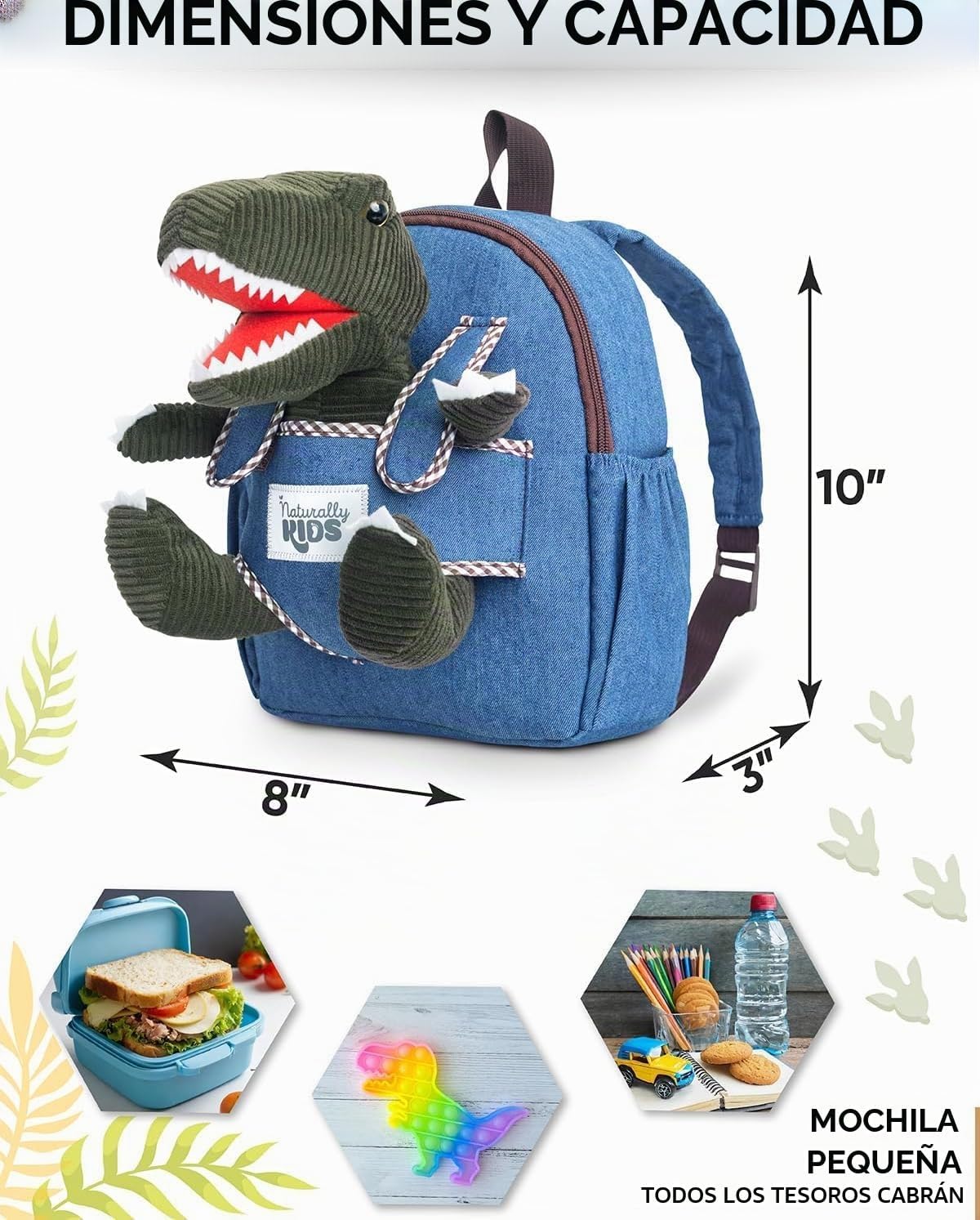 Mochila para niños pequeños Naturally KIDS con. Juguete de dinosaur...