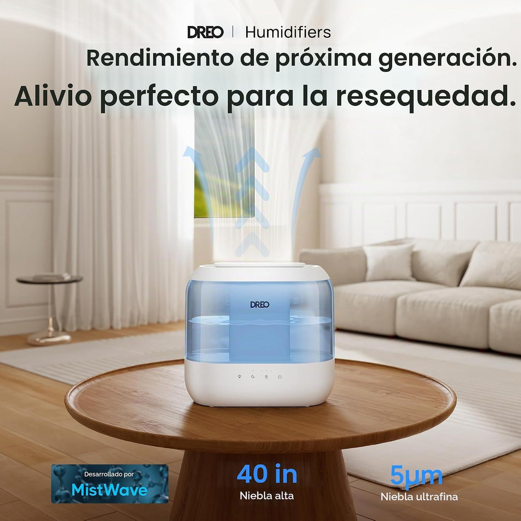 DREO Humidificadores de 4L para dormitorio, tiempo de ejecución de...