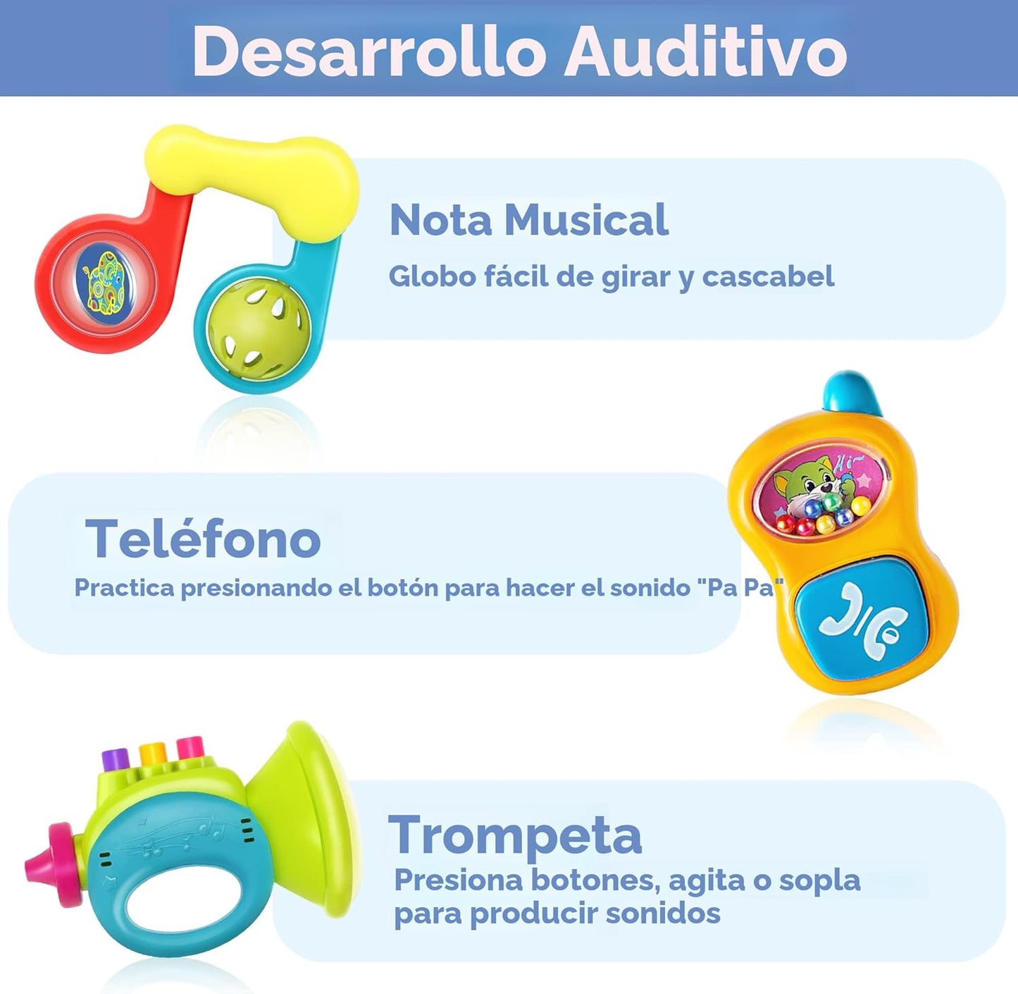 iPlay, iLearn Juego de 10 sonajeros para bebés, juguetes, sonajero fácil de agarrar y sacudir, mordedor sensorial, juguete musical de aprendizaje y desarrollo para bebés, regalo para baby shower y
