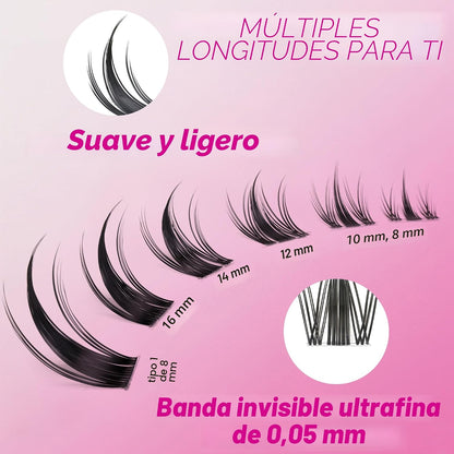 VEYESBEAUTY Extensiones de Pestañas en Racimo Banda Delgada e Invis...