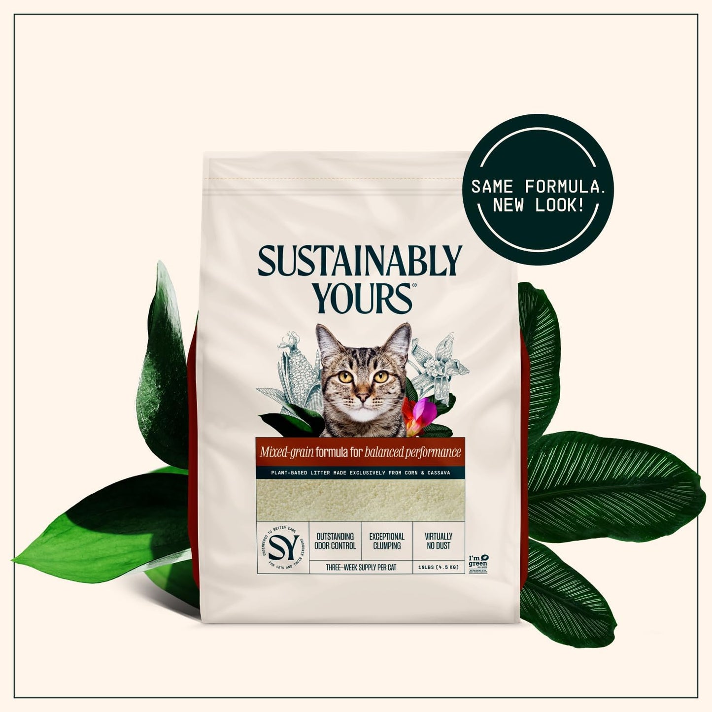 Arena para gatos Sustainably Yours, fórmula de granos mixtos 4.5 kg...
