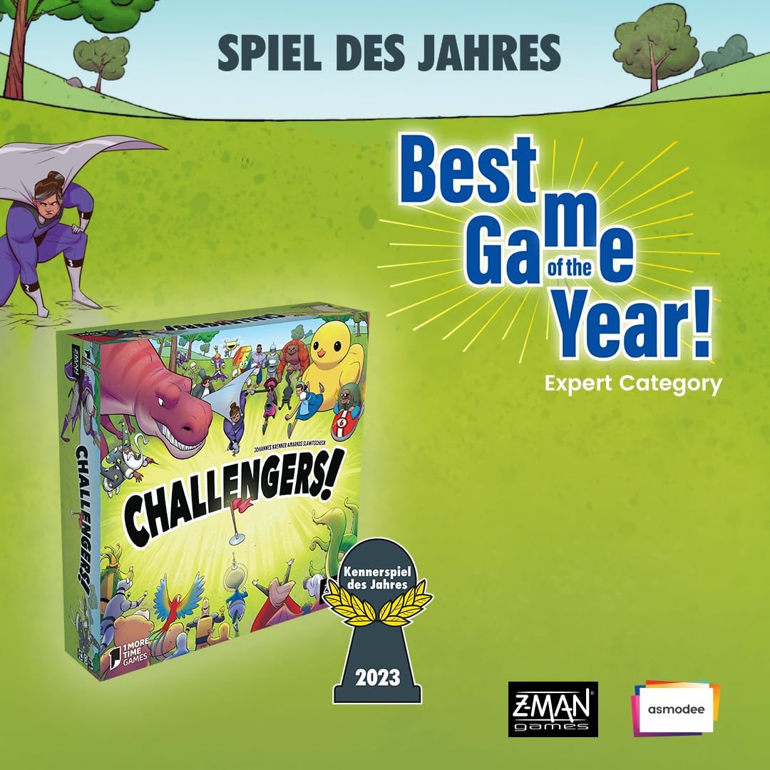 Juego de cartas Asmodee Challengers - ¡Reúne el equipo de tus sueños y captura la bandera! Juego de estrategia de gestión de mazos, divertido juego familiar para niños y adultos, a partir de 10 años