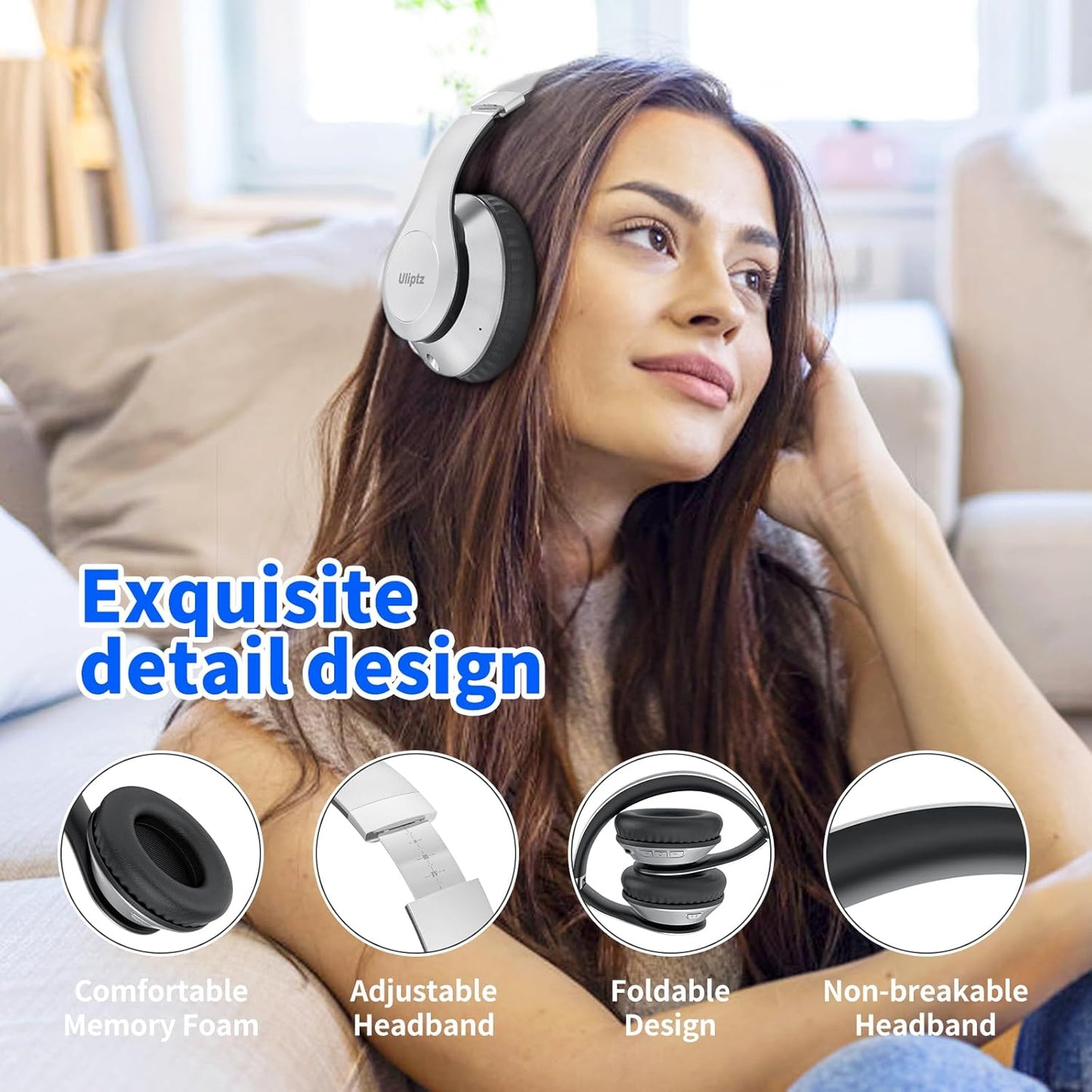 Uliptz Auriculares Bluetooth inalámbricos, tiempo de reproducción d...