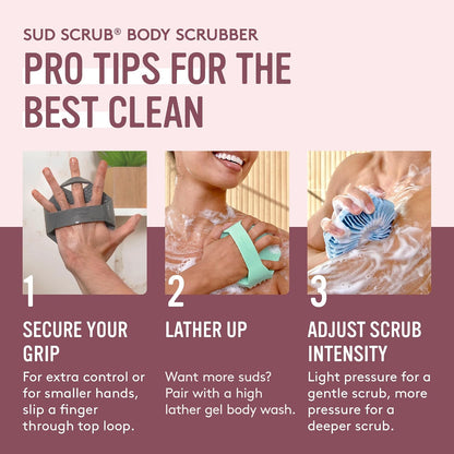 Sud Scrub® Exfoliante corporal de silicona antimicrobiana, cepillo...