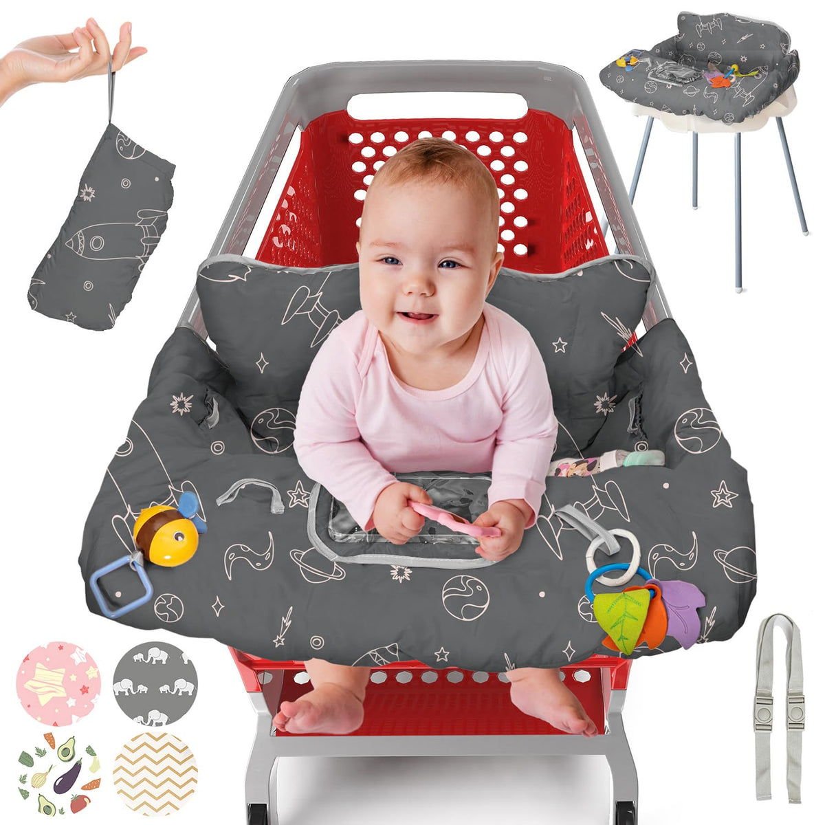 PILLANI Funda para carrito de compras para bebé, funda para silla a...