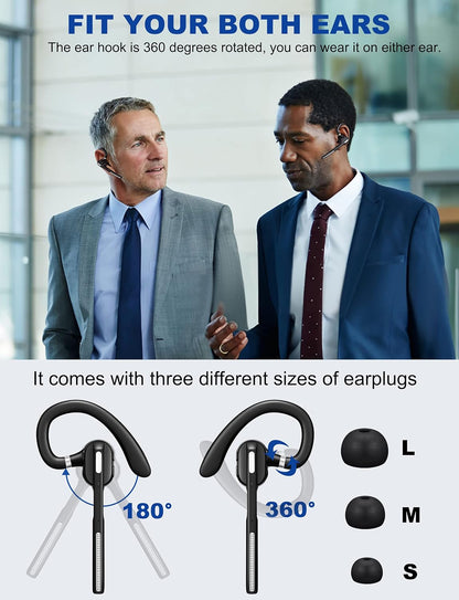 Auriculares Bluetooth V5.1, Auriculares Inalámbricos con Caja de Carga y Visualización de Batería, Auriculares Bluetooth con Micrófono con Cancelación de Ruido para Conducir, Oficina