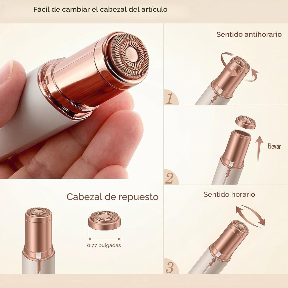 Cabezales de repuesto para depiladora facial impecable, cuchillas d...
