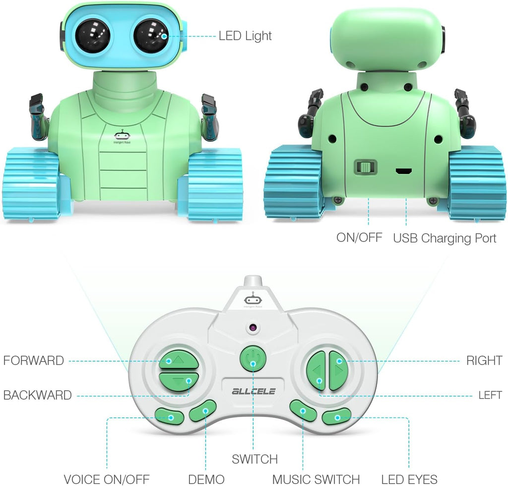 ALLCELE - Robots de juguete, robots RC recargables para niños, jugu...