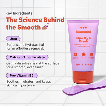 Bye Bye Bush by OYO - Crema depiladora para mujeres para área priva...