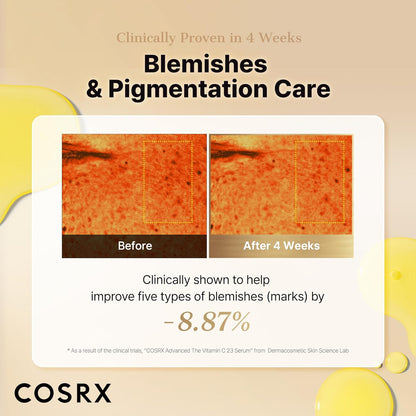 COSRX Advanced Pure - Suero de vitamina C al 23% con vitamina E y glutatión (renovación), suero coreano de vitamina C para líneas finas, tono de piel desigual y piel opaca, 0.67 onzas, cuidado de la