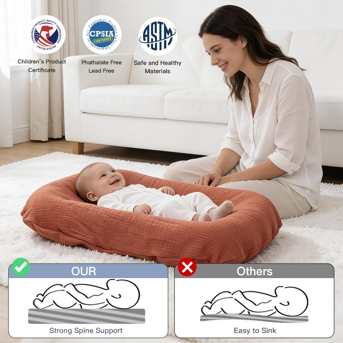 Tumbona para bebé, Snuggle Cozy Me - Tumbona infantil para recién n...